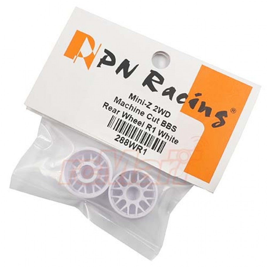 PN Racing Mini-Z 2WD Machine Cut BBS Rear Wheel R1 White Part Number: 288WR1