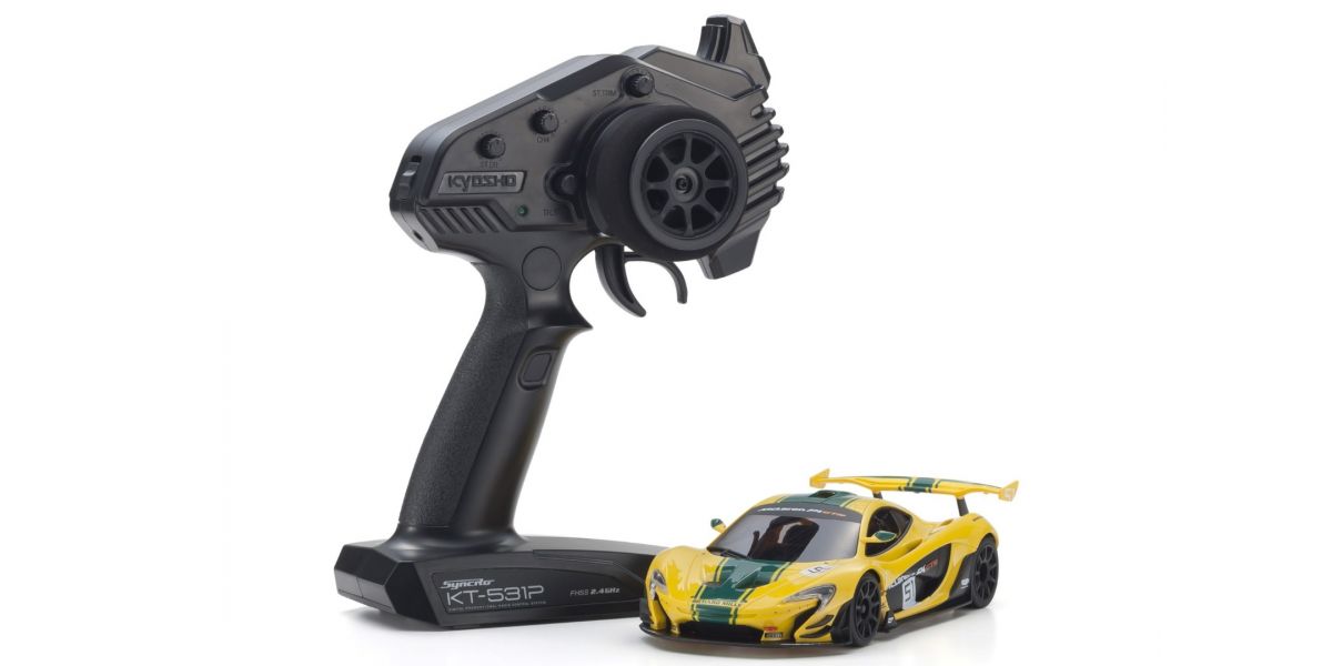 Kyosho Mini-Z MR04 RWD McLaren P1 GTR Yellow/Green MR-04 Ready Set 32375YG