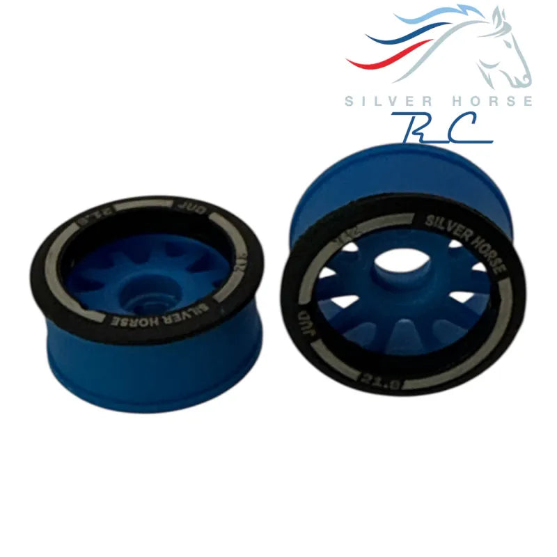 Special Edition Silver Horse (-1 OFFSET) Blue Racing 2WD “JUD” Rear 11mm  Threaded Carbon-Fiber Reinforced EVO Wheels