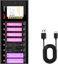 ISDT N8 8-Slots Fast Speed Battery Charger with LCD Display,Type-C QC3.0 Output Rechargeable Battery Charger AA AAA for Ni-MH Li-lon Ni-Cd LiFePO4 Not for 1.5V Lithium