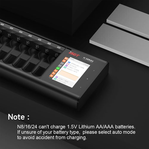 ISDT N8 8-Slots Fast Speed Battery Charger with LCD Display,Type-C QC3.0 Output Rechargeable Battery Charger AA AAA for Ni-MH Li-lon Ni-Cd LiFePO4 Not for 1.5V Lithium
