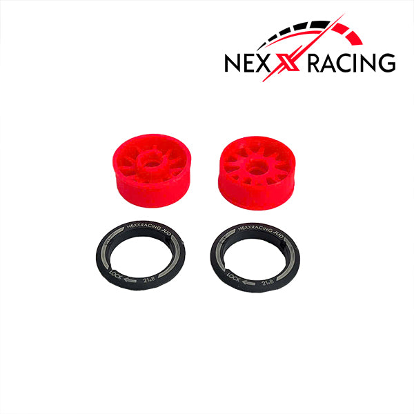 Nexx Racing (+1 OFFSET) Red Front  “JUD” threaded carbon-fiber reinforced EVO Flanged Front Wheels