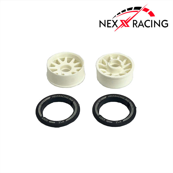 NEXX Racing Products Special Edition Silver Horse White Wheels EVO 2WD FRONT Racing "JUD" Threaded carbon-fiber (0 OFFSET)
