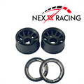 Nexx Racing (+3 OFFSET) Black Rear 2WD “JUD” threaded carbon-fiber reinforced EVO Flanged Rear Wheels