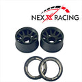 Nexx Racing Products  NXUSA-EVO-R Nexx Racing 2WD “JUD” threaded carbon-fiber reinforced EVO Flanged Rear Wheels (2) pcs for Mini-Z (Black)