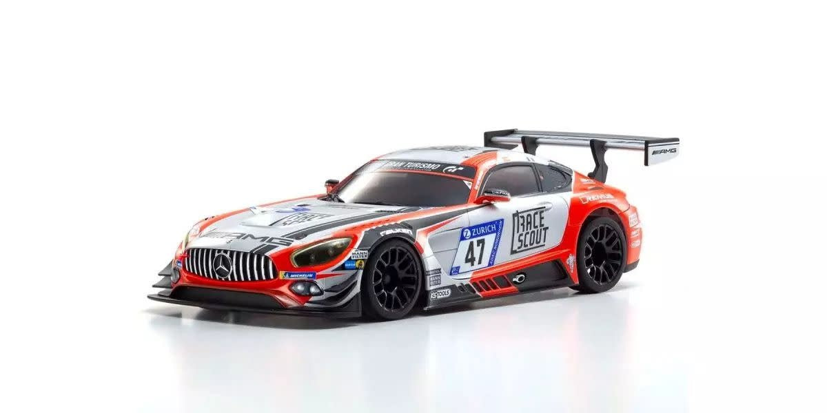 Kyosho Mini-Z MR-04W-MM Mercedes AMG GT3 No.47 Nuremberg 2018 Pre-Painted Body (Silver/Orange)